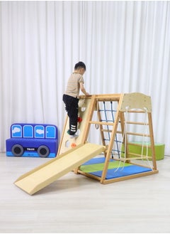 JSAITOYS Kids Indoor Climbing Play Equipment Montessori Baby Climber Rock Dome Frame With Swing For Toddler  - Image 2
