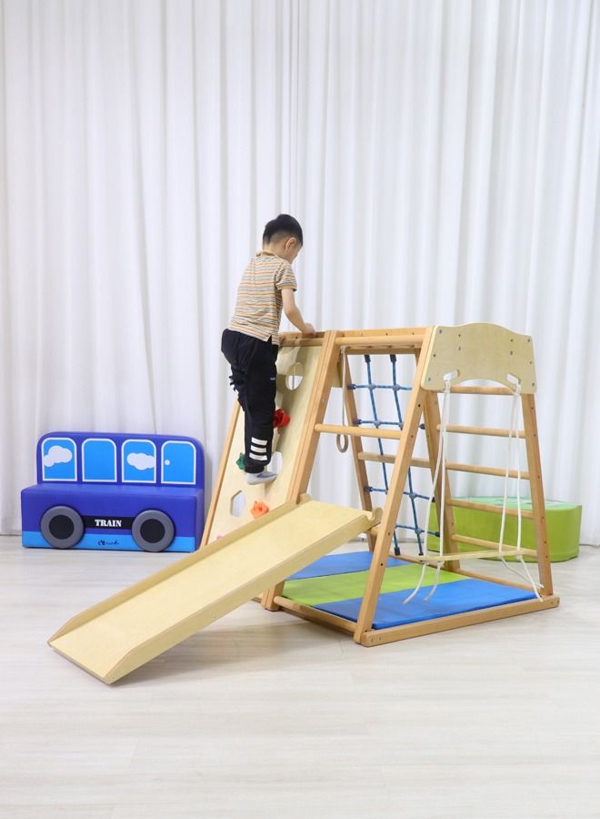 JSAITOYS Kids Indoor Climbing Play Equipment Montessori Baby Climber Rock Dome Frame With Swing For Toddler - Image 2