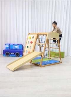 JSAITOYS Kids Indoor Climbing Play Equipment Montessori Baby Climber Rock Dome Frame With Swing For Toddler  - Image 4