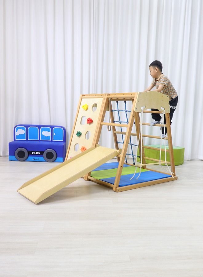 JSAITOYS Kids Indoor Climbing Play Equipment Montessori Baby Climber Rock Dome Frame With Swing For Toddler - Image 4