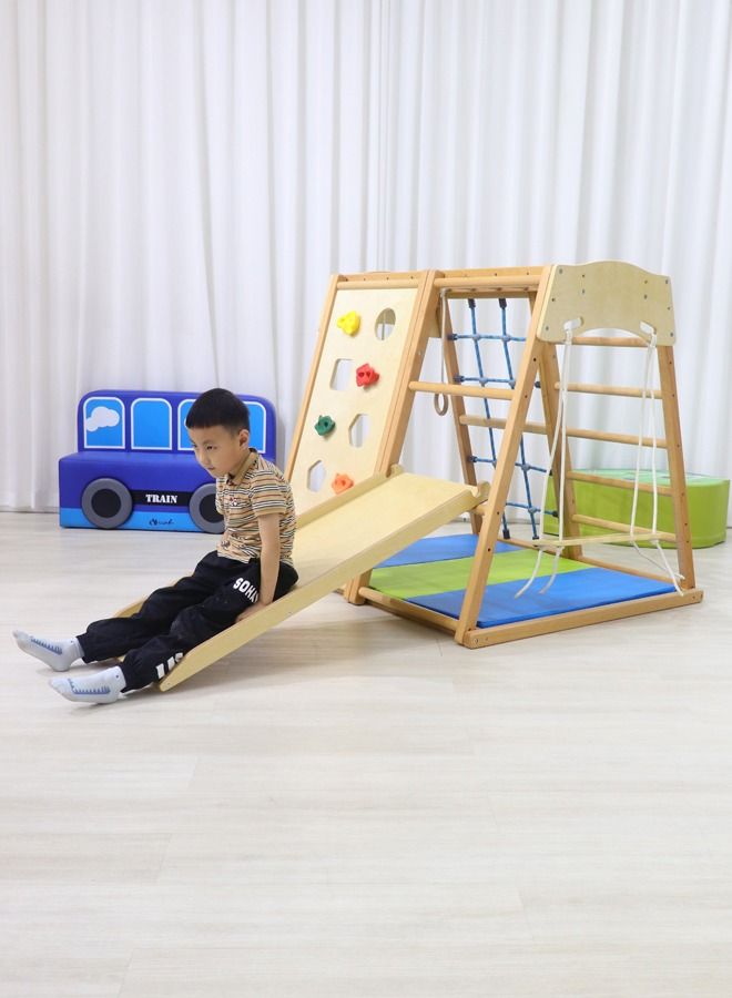 JSAITOYS Kids Indoor Climbing Play Equipment Montessori Baby Climber Rock Dome Frame With Swing For Toddler - Image 3