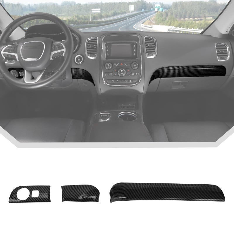 JeCar for Durango Carbon Fiber Interior Dash Panel Trim Kit Fit for 20142020 Dodge Durango Interior Accessories 3pcs