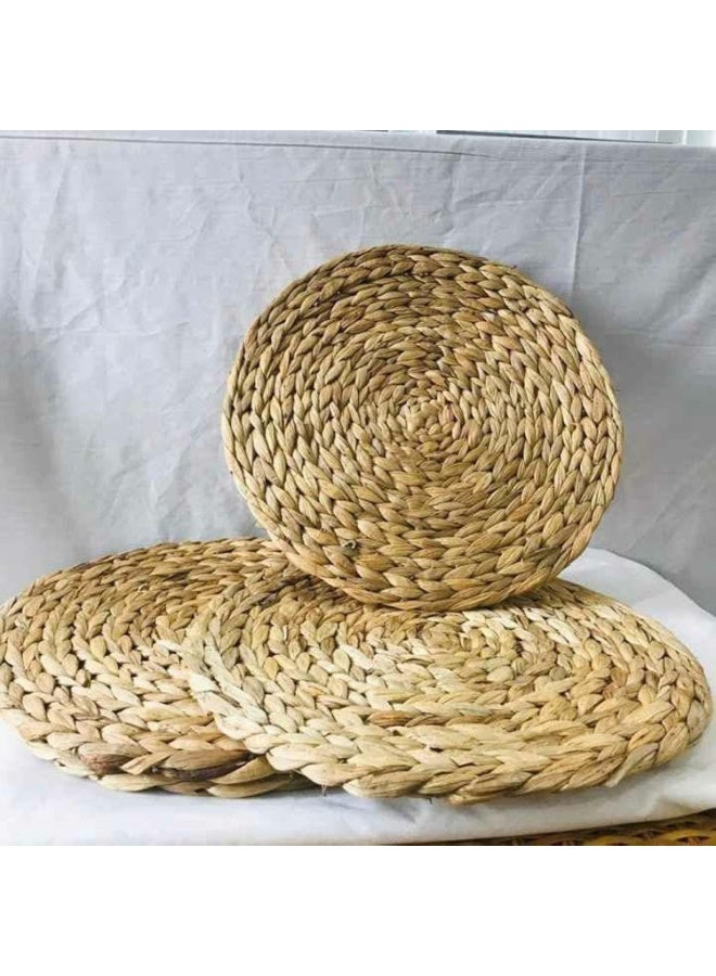 - حصيرة خوص حرارية 38 سم كوستر خوص مدور مستورد حصيرة طاولة القش العزل الحراري المنزلية  - Image 2