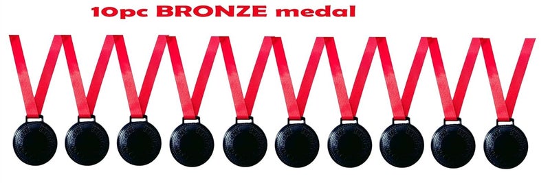 Grès Sports Bronze Medal with Red Ribbon (Bronze) (Set of 10) Size 2" inch. for School Winners, Sports, Athletic Games(Unisex- for All Age Winners) - Image 3
