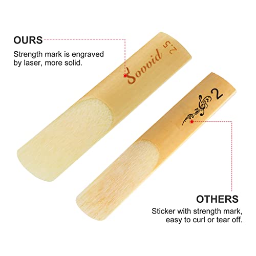 Sovvid 10 Pack Professional Alto Saxophone Reeds with Plastic Box, Strength 2.5 Alto Sax Reeds, Laser Engraved Marking & Thinner Reed Tip for Easy of Play, Traditional Reeds for Saxophone Alto - Image 4