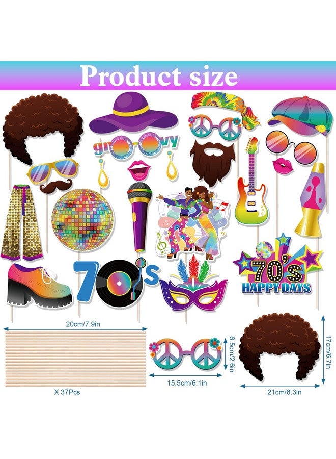 Konsait 37 PCS 70s Photo Booth Props 70s Party Decorations, Disco Photo Booth Props 70s Disco Dance Party Decorations Disco Props 1970s Decor Disco Party Decorations Disco Backdrop Selfie Props - Image 2