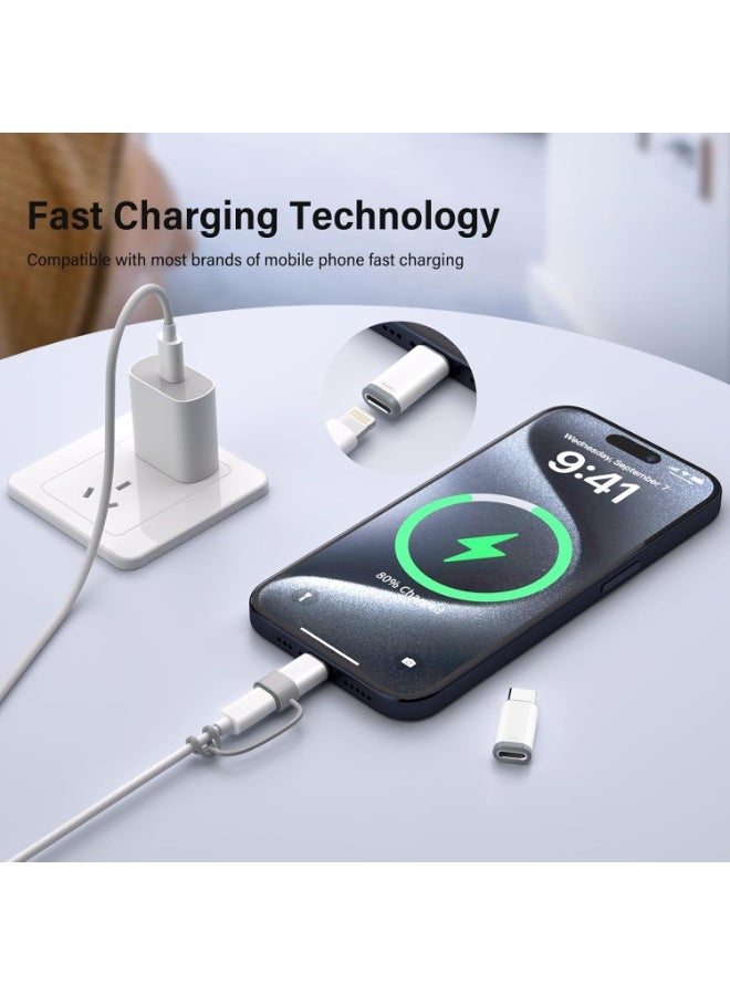 عام 4 عبوات من محول Lightning إلى USB C لهاتف iPhone 15/16/17 Pro/17 Pro Max، لشاحن iPhone 17/16، وملحقات 17/16، والشحن السريع ونقل البيانات، وكابل موصل شاحن USB C، وليس للصوت/OTG - Image 4