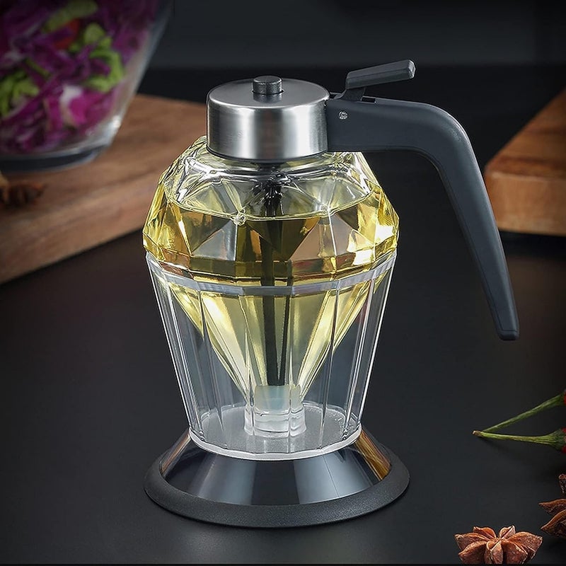 Cyrox Cyrox Kitchen Syrup Dispenser Honey Dispenser Pot Glass Jar Container with Stand, Diamond Shape (1Pcs) - Image 1