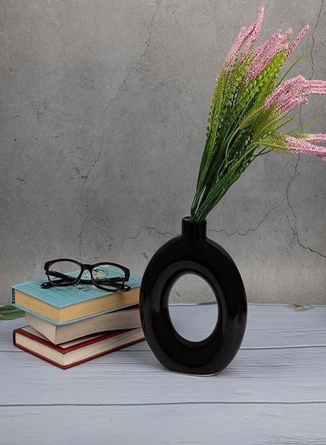 MASTANO Plastic Donut Flower Vase - Modern Minimalist Round Vase for Dried Flowers, Pampas, Grass - for Living Room, Office, Home and Office Table Decoration. | Elegant Centerpiece for Gift (Black) - Image 5