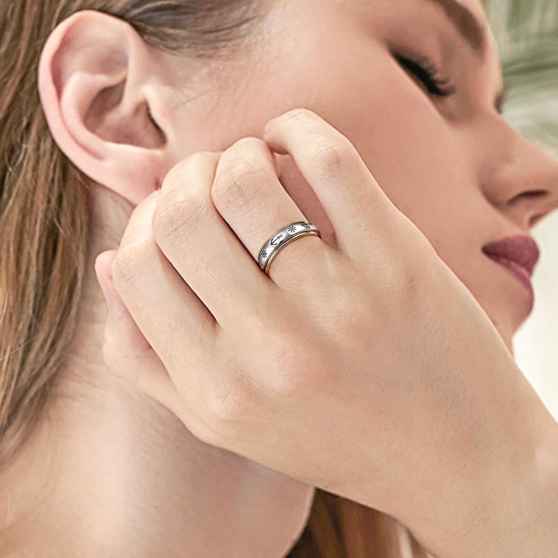 Ladytree Anxiety Relieve Spinner Rings Sterling Silver Worry Stress Relieving Boredom ADHD Autism Ring for Women Men - Image 3