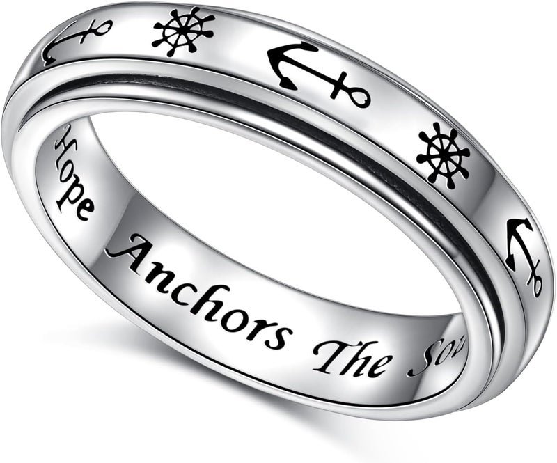 Ladytree Anxiety Relieve Spinner Rings Sterling Silver Worry Stress Relieving Boredom ADHD Autism Ring for Women Men - Image 1