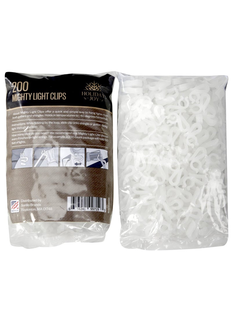 Holiday Joy Holiday Joy  200 Mighty Clip Lights  Quick  Easy Installation of Christmas Lights on Shingles  Gutters  Made in USA 200 Pack 