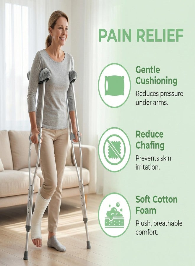 Elfzone Crutches Padding - 4PCS Crutch Cushions,Crutch Pads for crutches underarm，Armpits Universal Medical Padding for Crutches for Adults, Washable Padded Covers with Thick Soft Memory Foam (Gray) - Image 3