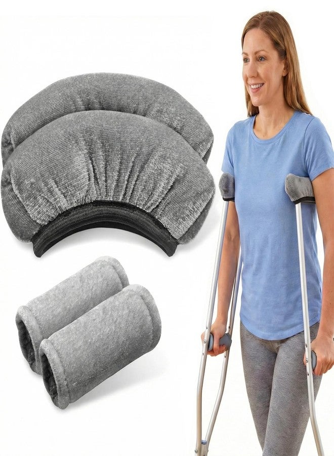 Elfzone Crutches Padding - 4PCS Crutch Cushions,Crutch Pads for crutches underarm，Armpits Universal Medical Padding for Crutches for Adults, Washable Padded Covers with Thick Soft Memory Foam (Gray) - Image 1