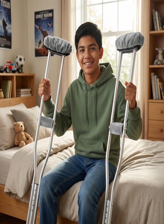 Elfzone Crutches Padding - 4PCS Crutch Cushions,Crutch Pads for crutches underarm，Armpits Universal Medical Padding for Crutches for Adults, Washable Padded Covers with Thick Soft Memory Foam (Gray) - Image 4