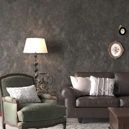 3yecao 16"×354" Extra Thick Dark Brown Tan Charcoal Grey Concrete Wallpaper Peel and Stick Waterproof Glossy Adhesive Vinyl Industrial Taupe Gray Concrete Cement Contact Paper for Bedroom Bathroom Gym - Image 4