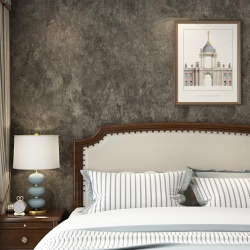 3yecao 16"×354" Extra Thick Dark Brown Tan Charcoal Grey Concrete Wallpaper Peel and Stick Waterproof Glossy Adhesive Vinyl Industrial Taupe Gray Concrete Cement Contact Paper for Bedroom Bathroom Gym - Image 2