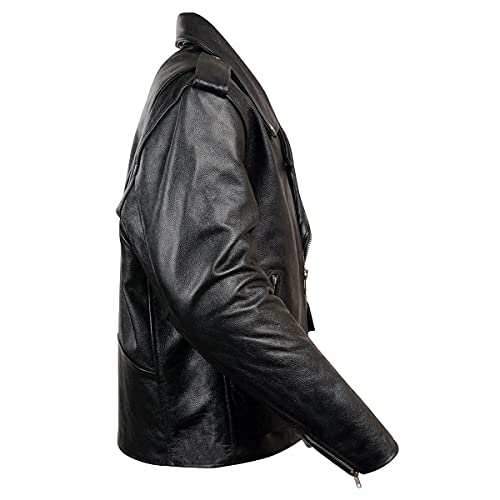 Milwaukee Leather جاكيت دراجة نارية جلد ميلووكي LKM1781 للرجال أسود كلاسيكي فاخر مع بطانة مبطنة - كبير جداً - Image 5