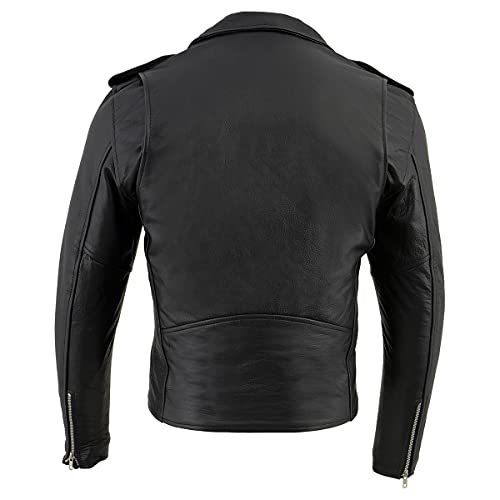 Milwaukee Leather جاكيت دراجة نارية جلد ميلووكي LKM1781 للرجال أسود كلاسيكي فاخر مع بطانة مبطنة - كبير جداً - Image 2