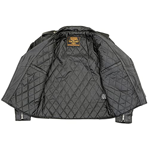 Milwaukee Leather جاكيت دراجة نارية جلد ميلووكي LKM1781 للرجال أسود كلاسيكي فاخر مع بطانة مبطنة - كبير جداً - Image 4