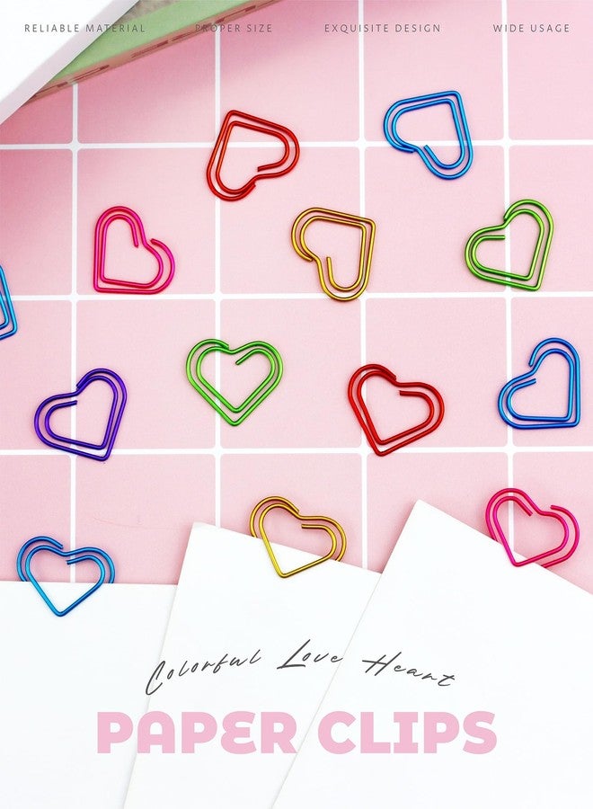 YETOOME 105 Pcs Heart Paper Clips, Cute Love Shaped Paper Clips Metal Bookmarks for Students Teachers (6 Colors) - Image 4