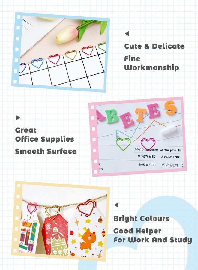 YETOOME 105 Pcs Heart Paper Clips, Cute Love Shaped Paper Clips Metal Bookmarks for Students Teachers (6 Colors) - Image 5
