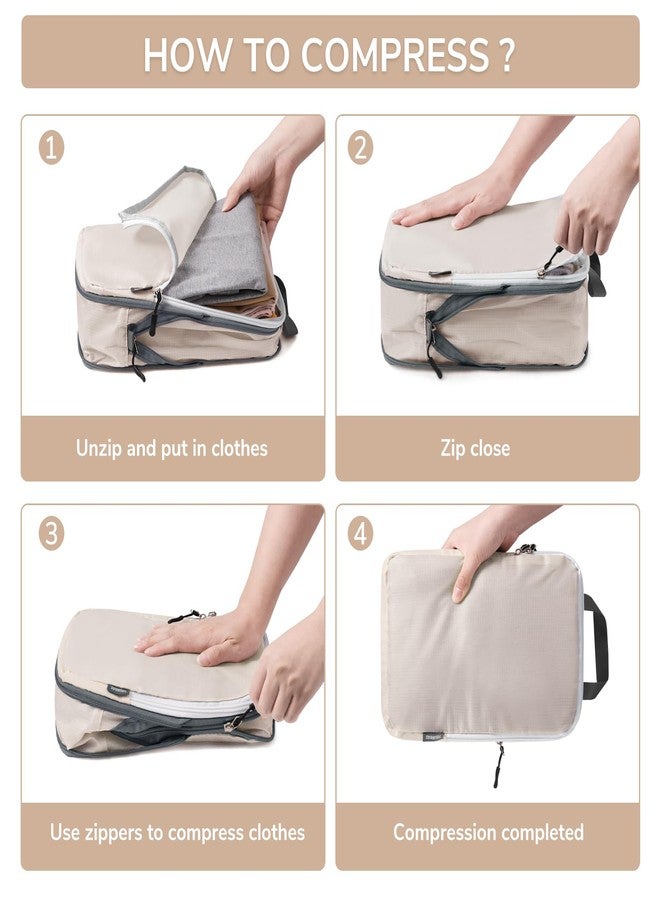 CherryNow Compression Packing Cubes, 7 Set Packing Cubes for Travel, Travel Essentials for Suitcase, Luggage Organizer Bags for Travel, Travel Accessories for Shoes, Clothing, Grey - Image 3