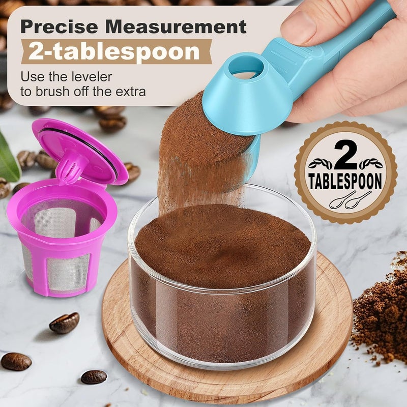 Lov Sprout Coffee Scoop & Funnel for Reusable K Cup Refillable Coffee Pods, Coffee Measuring Spoon 2 Tablespoon Capacity, Scoop with Funnel for Ground Coffee, Protein Powder, Tea (Blue, 1 Pack) - Image 2