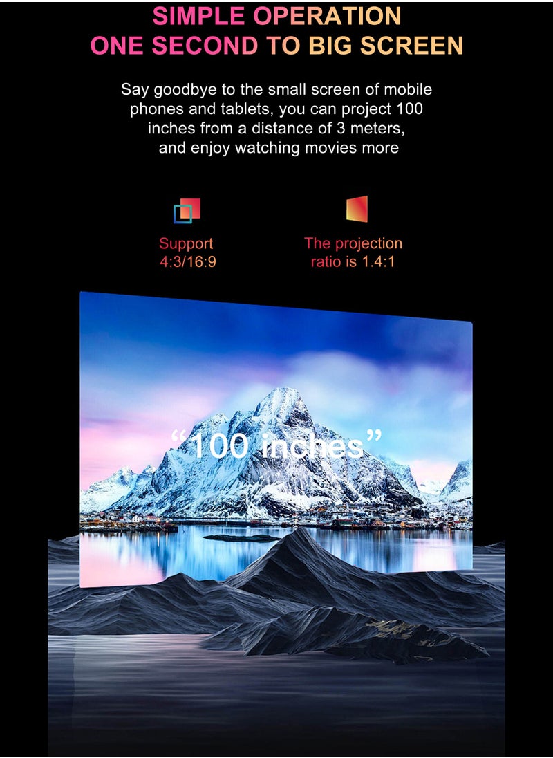 Umiio - 4K Portable Gaming Projector LED Light Source Bluetooth WiFi Android Screen Projector HDMI/USB/SD Supported with Remote and Two Wireless Game Controller - Image 1