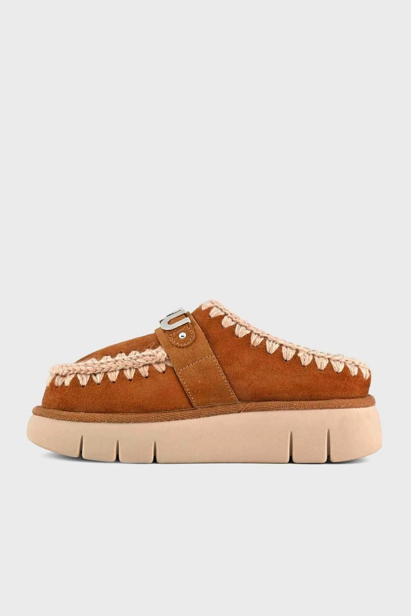 Mou Logo Leather Soft Furry Stitching Detail Thick Soled Eskimo Slippers Women's Slippers MU.FW531001A Cog  - Image 3
