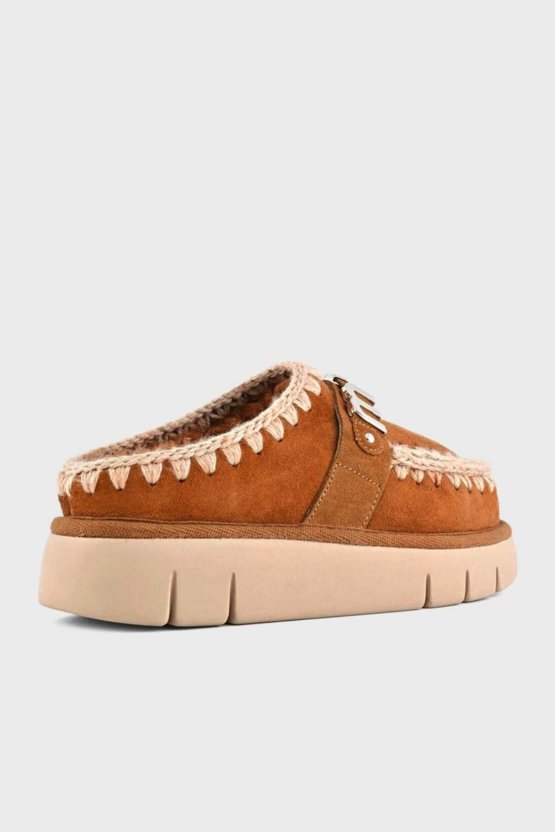 Mou Logo Leather Soft Furry Stitching Detail Thick Soled Eskimo Slippers Women's Slippers MU.FW531001A Cog  - Image 4