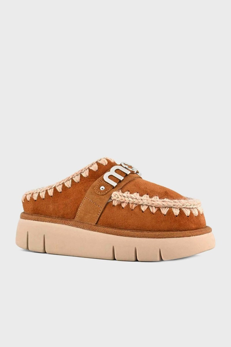 Mou Logo Leather Soft Furry Stitching Detail Thick Soled Eskimo Slippers Women's Slippers MU.FW531001A Cog  - Image 2