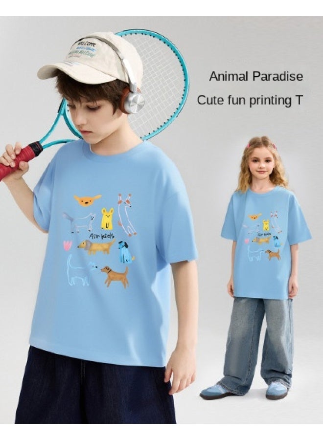 abckids Boys' Short Sleeve Cotton T-shirt, 25 Summer Girls' Half Sleeve Thin Breathable Teen Top - Image 1