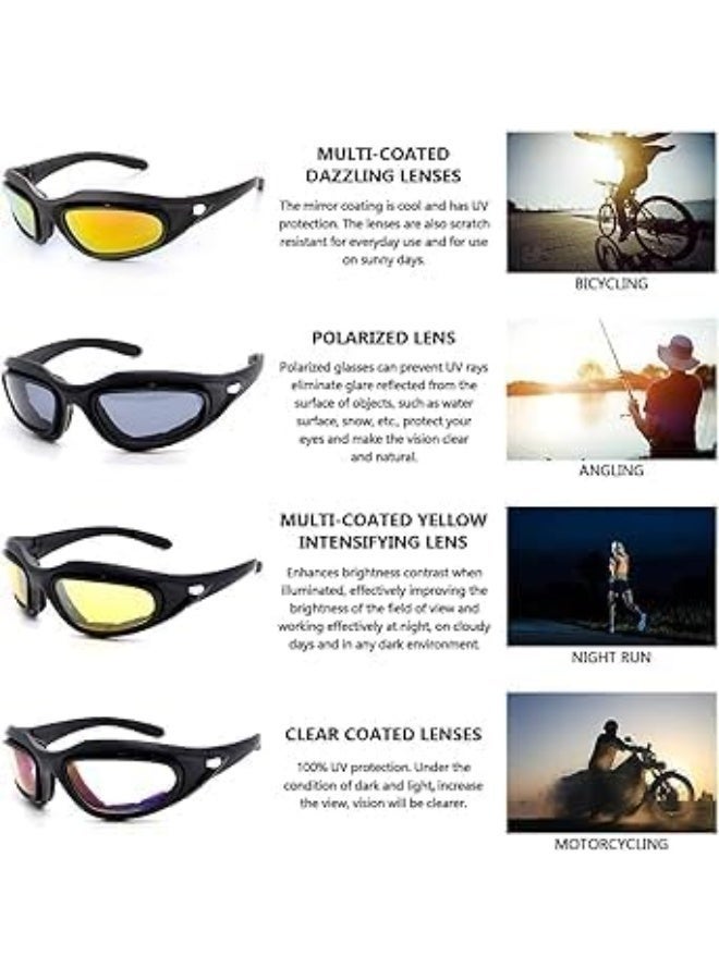 YelaJoy 4-Piece Interchangeable Motorcycle Glasses,Polarized Anti-Fog Lenses,Lightweight Goggles for Riding Sports - Image 3