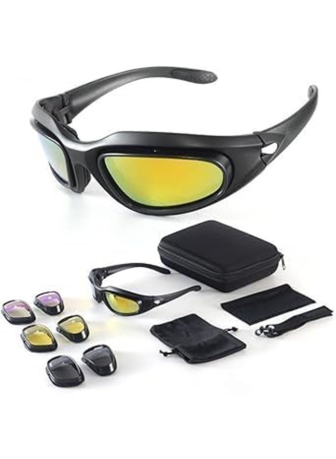 YelaJoy 4-Piece Interchangeable Motorcycle Glasses,Polarized Anti-Fog Lenses,Lightweight Goggles for Riding Sports - Image 1