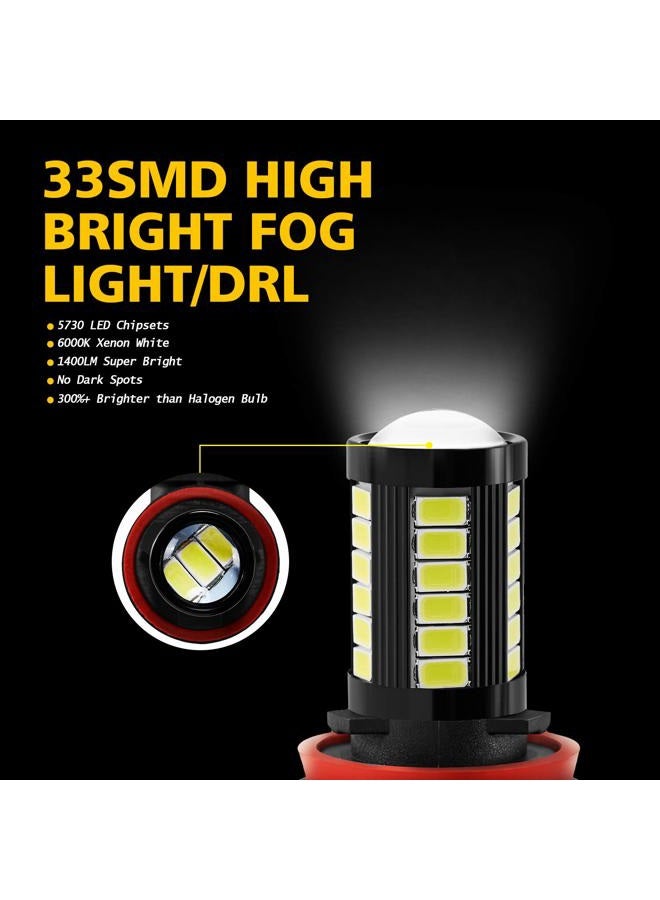 AUXLIGHT H11 H8 H11LL H8LL H16 (Japanese) LED Fog Light Bulbs 6000K Xenon White, Super Bright 2800 Lumens 33-SMD Chips LED Daytime Running Lights DRL Bulbs Replacement for Cars, Trucks (Pack of 2) - Image 4