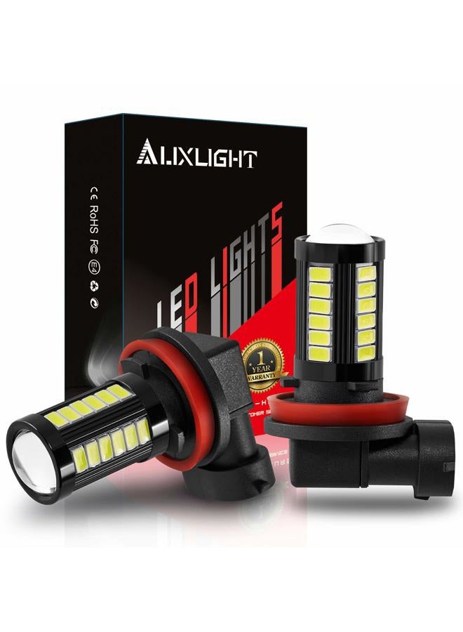 AUXLIGHT H11 H8 H11LL H8LL H16 (Japanese) LED Fog Light Bulbs 6000K Xenon White, Super Bright 2800 Lumens 33-SMD Chips LED Daytime Running Lights DRL Bulbs Replacement for Cars, Trucks (Pack of 2) - Image 1