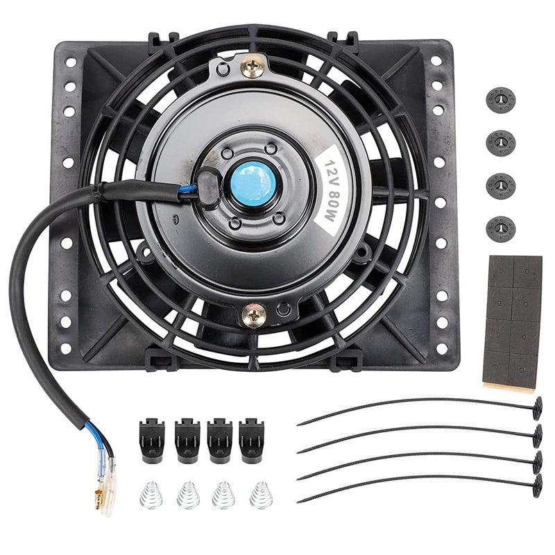 Fekuar 6 Inch Slim 650CFM Radiator Cooling Fans Universal Slim Pull Push 12V 80W Direct Replacement Electric Fan with Mount Kit - Image 1