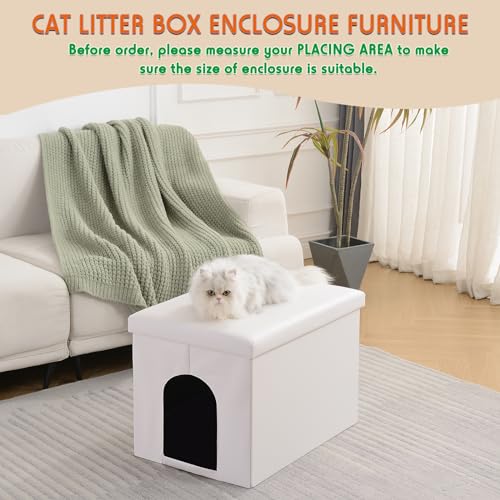 MEEXPAWS Cat Litter Box Enclosure Furniture Hidden, Cat Washroom Bench Storage Cabinet |Large 25.6'' x 17.7'' x 17.7''| Dog Proof | Waterproof Inside/Easy Clean | Easy Assembly | Odor Control(White) - Image 4