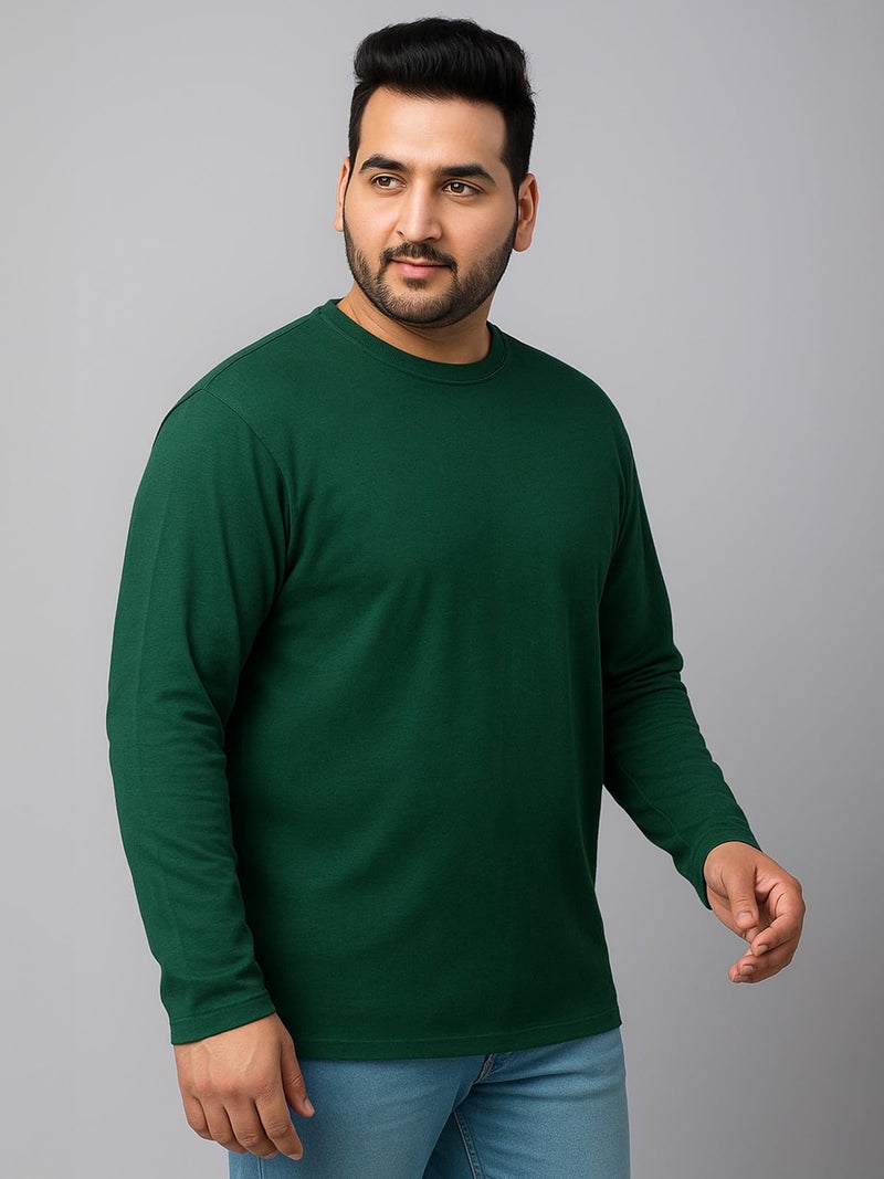 Veirdo® Pure Cotton Oversized Fit Drop Shoulder Solid Core Plus Size Plus Size Full Sleeve T-Shirt for Men (PS_VD_FS_G118_5XL) - Image 4