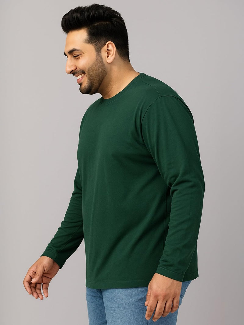 Veirdo® Pure Cotton Oversized Fit Drop Shoulder Solid Core Plus Size Plus Size Full Sleeve T-Shirt for Men (PS_VD_FS_G118_5XL) - Image 5