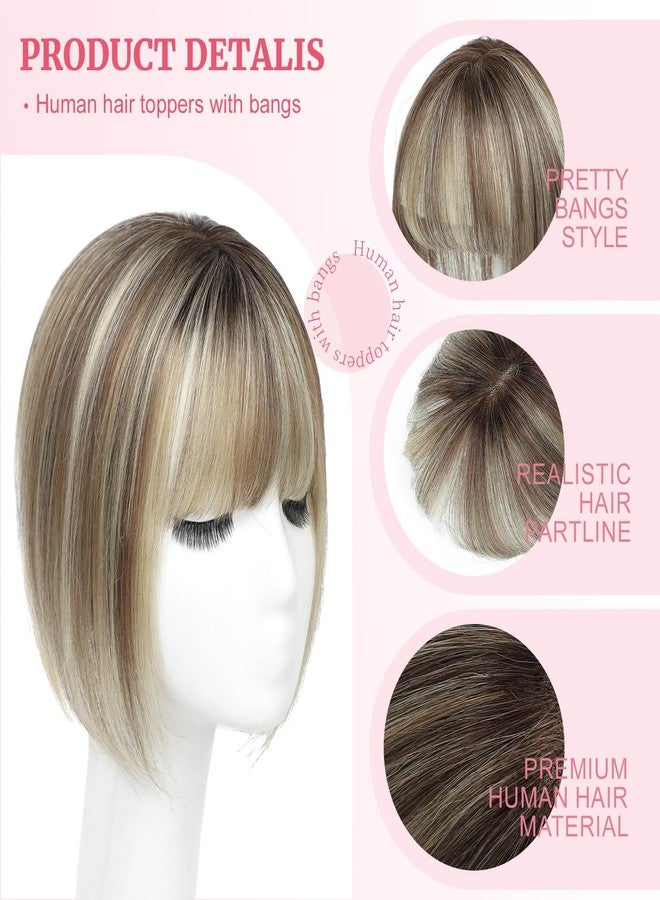 يامي وصلات شعر يامي للنساء، وصلات شعر طبيعي مع غرة (بني متدرج مع خصلات شقراء) - Image 3