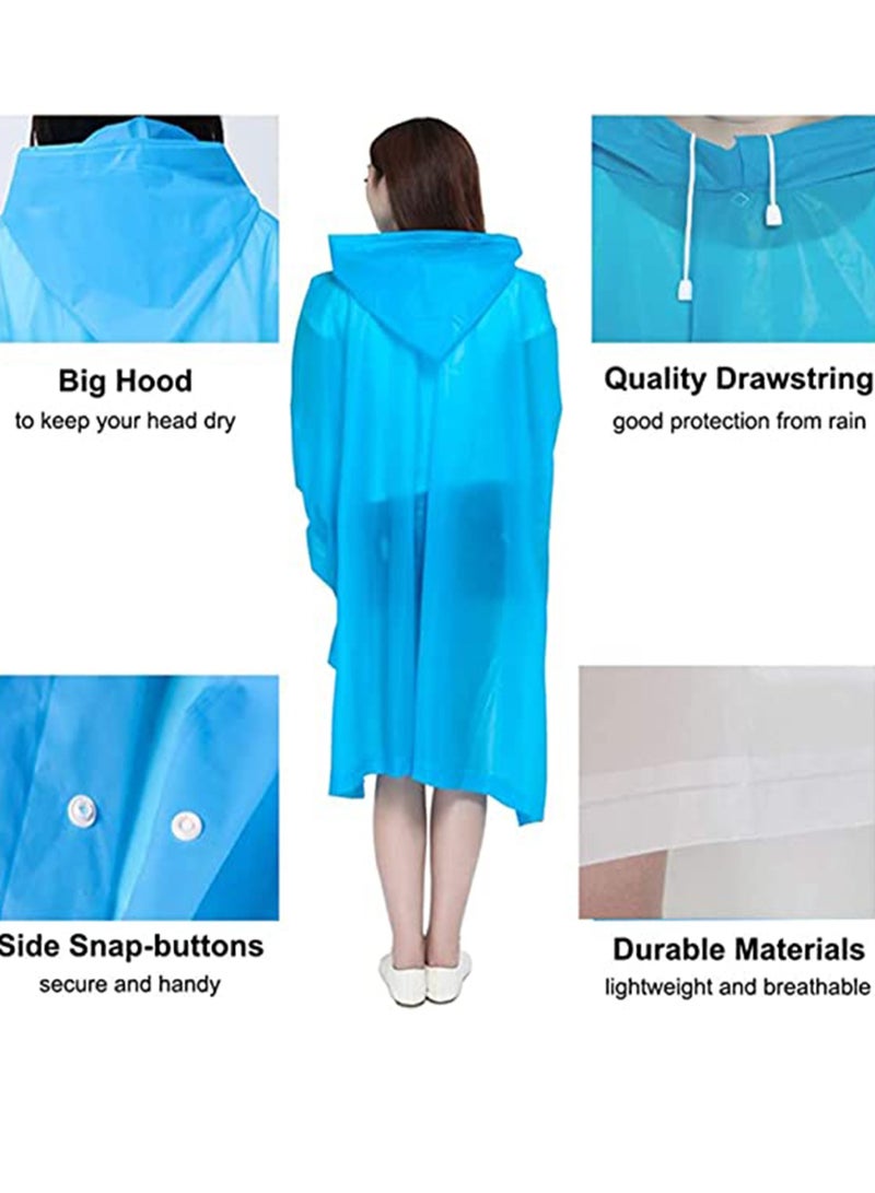 Adult Raincoat, Poncho, Portable EVA with Hood Reusable Coats Emergency Camping Survival Kits, Waterproof with Hoods and Sleeves Lightweight Jacket for Women Men - Image 3