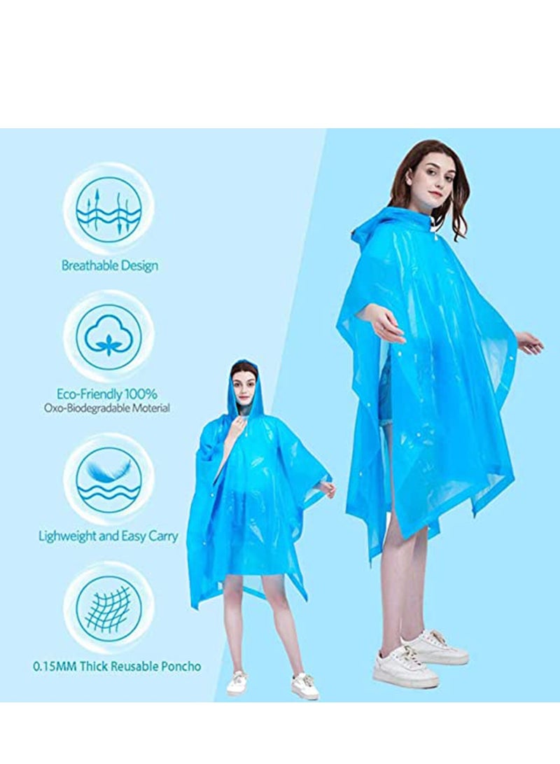 Adult Raincoat, Poncho, Portable EVA with Hood Reusable Coats Emergency Camping Survival Kits, Waterproof with Hoods and Sleeves Lightweight Jacket for Women Men - Image 4