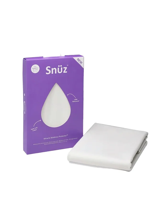 سنوز Baby Cot 100% Waterproof With Moisture Wicking Cotton Surface Mattress Protector - White