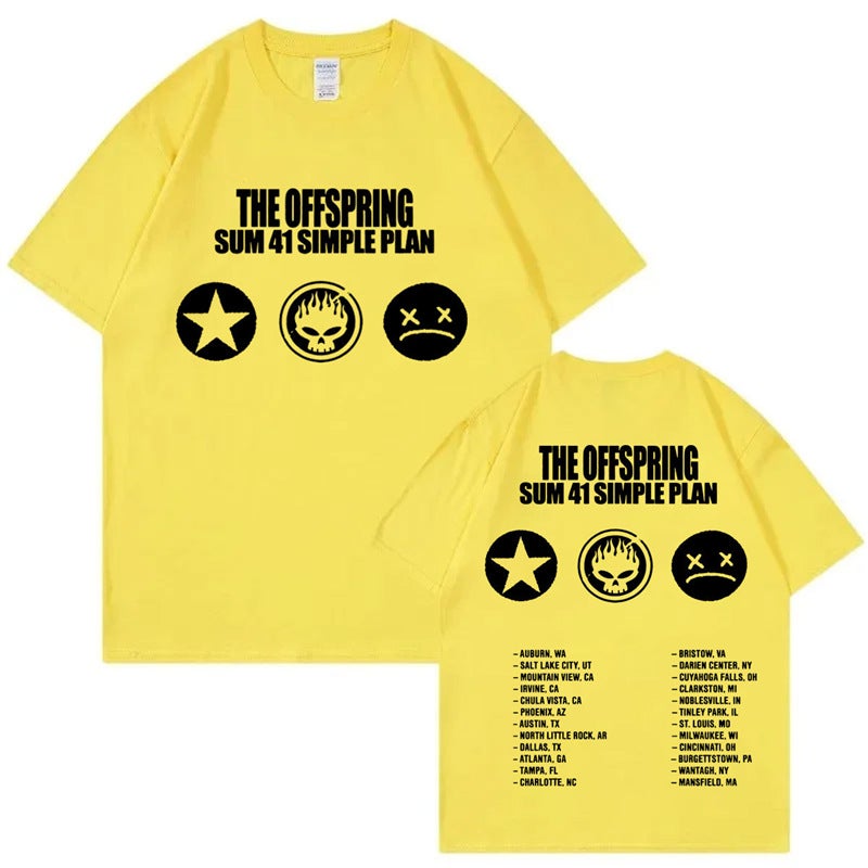 Punk Band The Offspring Sum 41 Simple Plan Tour Print T-Shirt - Image 1