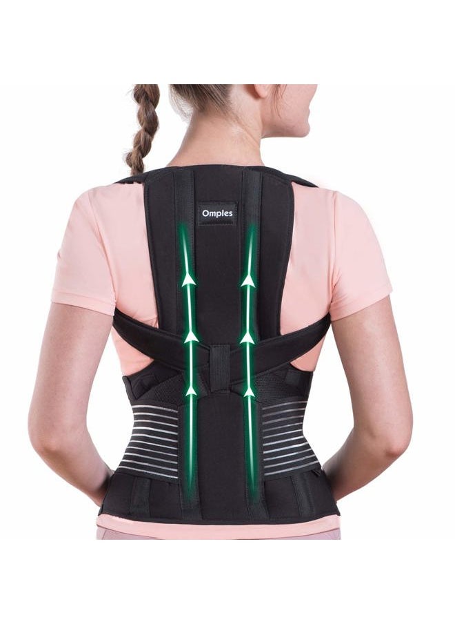 Omples Posture Corrector for Women and Men Thoracic Back Brace Straightener Shoulder Upright Support Trainer for Body Correction and Neck Pain Relief, Small (waist 26-34 inch)  - Image 1