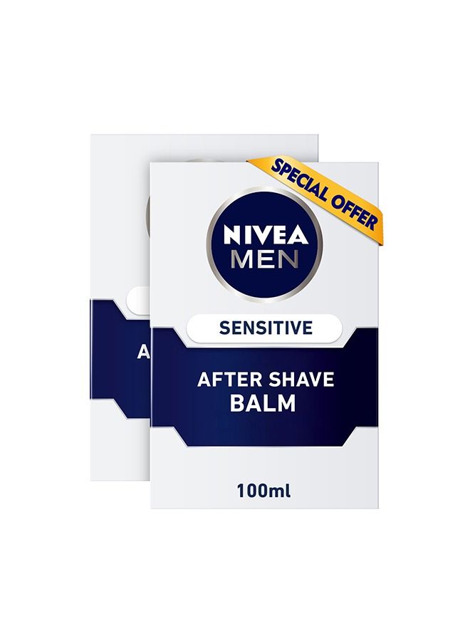Nivea بلسم ما بعد الحلاقة للرجال، برائحة البابونج والهاماميليس الحساسة، 2 × 100 مل - Image 1