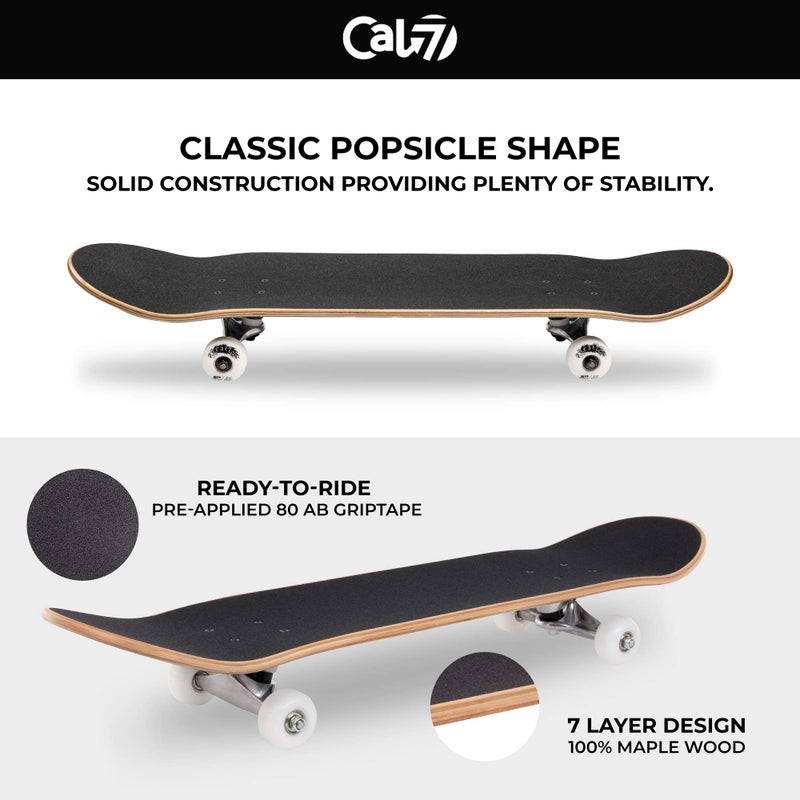 Cal 7 Complete Standard Skateboard 7.5-8-Inch Deck (8" Panel) - Image 3