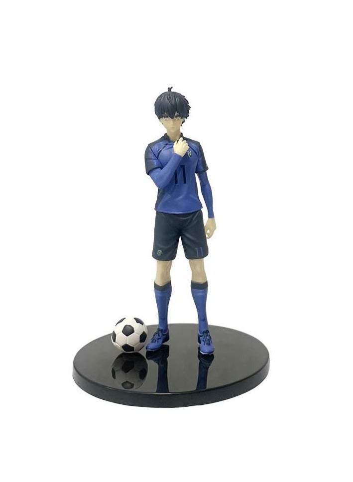 Blue Lock Yoichi Isagi Anime Figure - Determined Gaze with Soccer Jersey, Striking Desk Ornament and Birthday Gift 17cm - Image 1